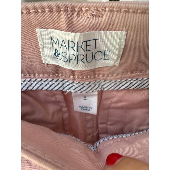 Market and Spruce Women's Pink Regular Fit Plain Stretchable Chino Pants Size 8 - Picture 6 of 7